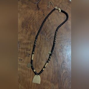 Madewell Beachline Goldtone & Black beaded 18" necklace